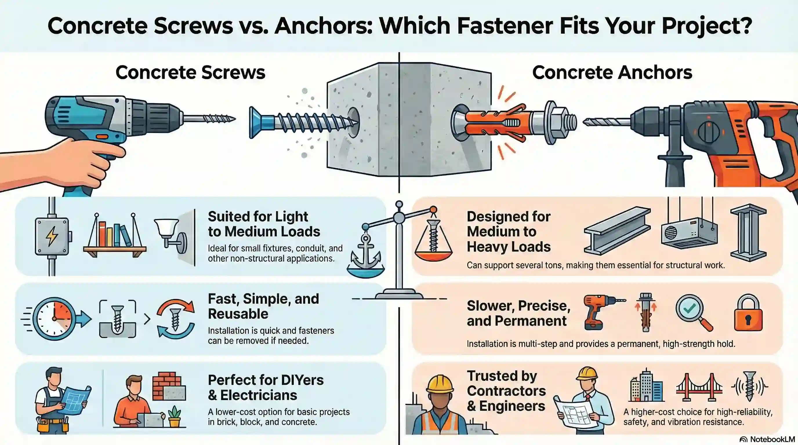 Concrete Fastener Comparison Guide
